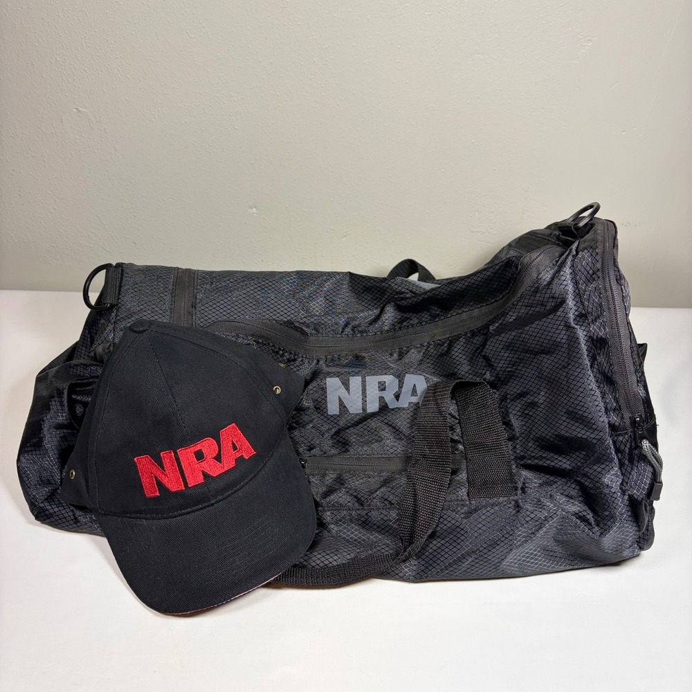 NRA Black Ripstop Duffel Bag and Embroidered Stand and Fight Baseball Cap Set